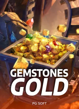 ภาพปกเกม Gemstones Gold (กองอัญมณีและเหรียญทอง) หมวดPG Soft ประกอบหัวข้อล่าสมบัติ
